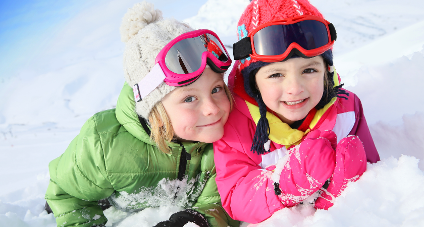 small kids in snow